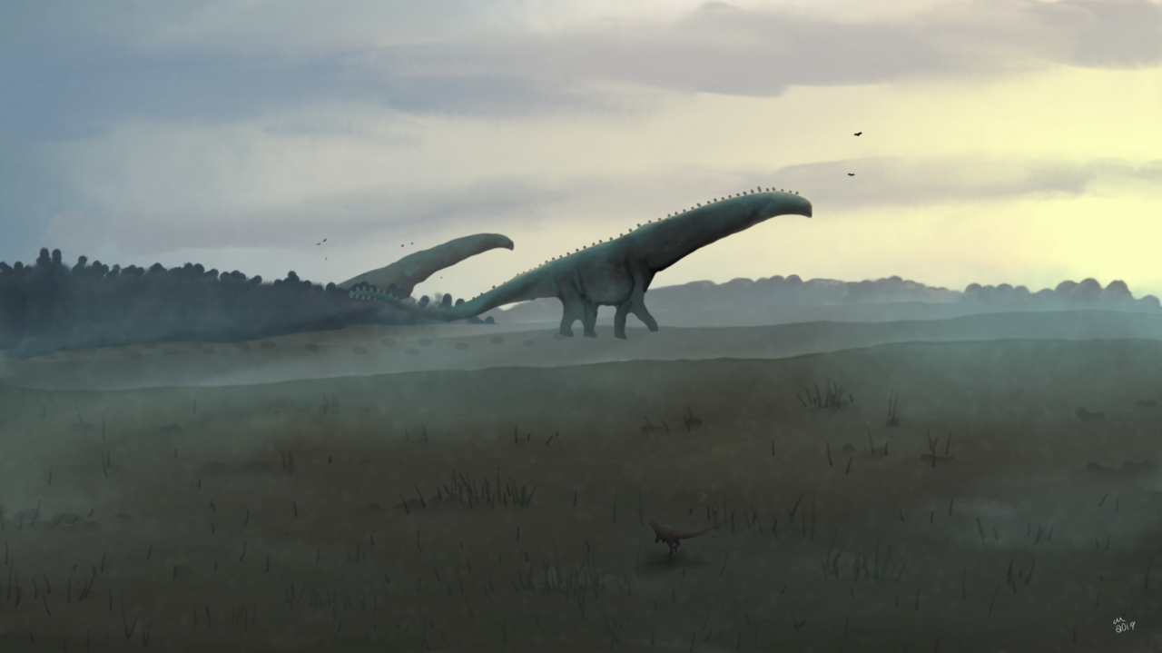 Illustration - Two patagotitan at dawn